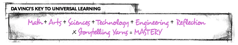 Da Vinci's key to universal learning: Math + Arts + Science + Technology + Engineering + Reflection + Storytelling Yarns = Mastery